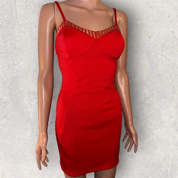Guess Red Lipstick Mini Bodycon Dress Size XS - Picture 1 of 6